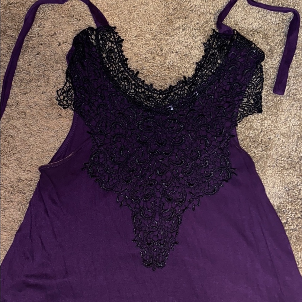 Purple tie back dress shirt